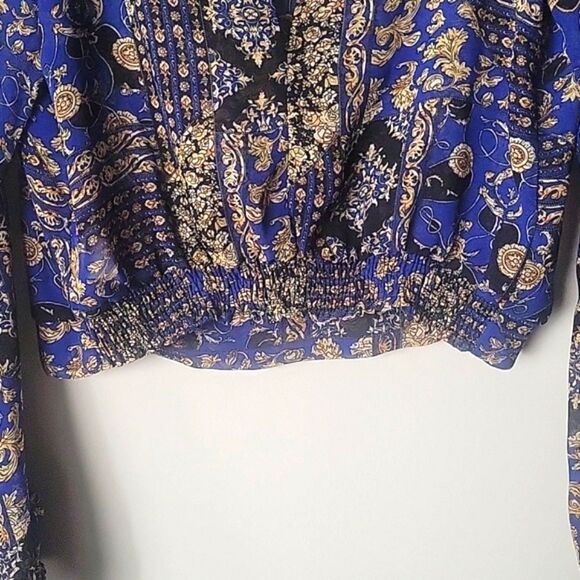 NWT S Cut Out Top Off Shoulder Crop Paisley Gypsy Boho Sexy Coquette Peasant NEW - Picture 8 of 10